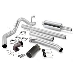 Monster Exhaust System W/Power Elbow Single Exit Black Round Tip 98-02 Dodge 5.9L Standard Cab Banks Power