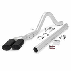 Monster Exhaust System Single Exit DualBlack Ob Round Tips 15 Ford Super Duty 6.7L Diesel Banks Power