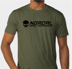 Apparel - T-Shirts - Norcal Diesel Performance Parts - Black Skull Logo Military-Green T-Shirt