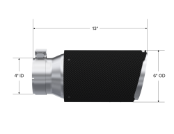 MBRP Exhaust - Universal Carbon Fiber 4-Inch Inlet 6-Inch OD 12-Inch Length Dual Wall Angle Cut MBRP - Image 2