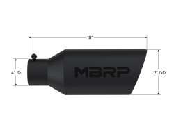 MBRP Exhaust - Exhaust Tip 7 Inch O.D. Rolled End 4 Inch Inlet 18 Inch Length Black Coated MBRP - Image 2