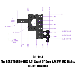 Gen Y Hitch - The Boss Torsion Flex 2.5 Inch Shank 5 Inch Drop 1.7K TW 16K Hitch & GH-051 Dual-Ball Gen Y Hitch - Image 6