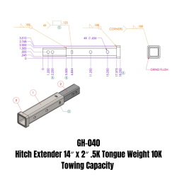 Gen Y Hitch - Hitch Extender 14 Inch x 2 Inch .5K TW 10K Towing Gen Y Hitch - Image 2