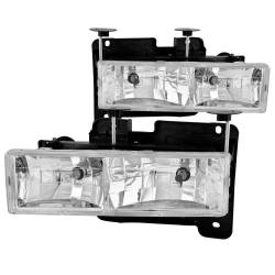 Headlight Set Crystal Clear Lens Chrome Housing Pair Not For Use W/Sealed Beam Headlights Does Not Fit Models With Sealed Beam Headlights Chevy/GMC Trucks/SUVs 1988-2000 ANZO USA