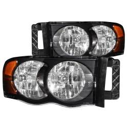 ANZO USA - Headlight Set Crystal Clear Lens Black Housing Pair Dodge Ram 1500 2002-2005, 2500/3500 2003-2005 ANZO USA - Image 1