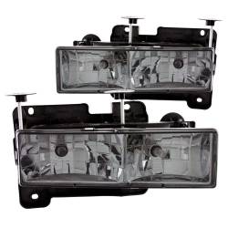 ANZO USA - Headlight Set Crystal Smoke Lens Chrome Housing Pair Does Not Fit Models With Sealed Beam Headlights Chevy/GMC Trucks/SUVs 1988-2000 ANZO USA - Image 1
