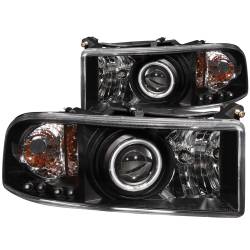 ANZO USA - Headlight Set Projector w/Halo Clear Lens Black Housing Pair CCFL Does Not Fit 99-01 Ram Models With Sport Package Dodge Ram 1500 1997-2001, Dodge Ram 2500/3500 1994-2002 ANZO USA - Image 1