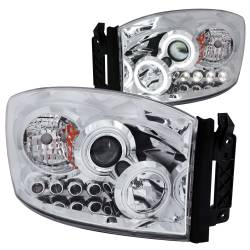 ANZO USA - Headlight Set Projector w/Halo Clear Lens Chrome Housing Pair CCFL Dodge Ram 1500/2500/3500 2006-2008 ANZO USA - Image 1