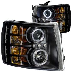 ANZO USA - Headlight Set Projector w/Halo Clear Lens Black Housing Pair CCFL Chevrolet Silverado 1500 2007-2013, 2500 HD/3500 HD 2007-2014 ANZO USA - Image 3