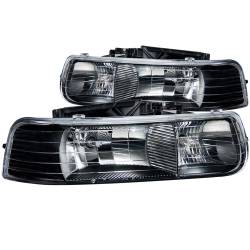 ANZO USA - Headlight Set Crystal Clear Lens Black Housing Pair Does Not Fit Gmc Models Chevrolet Silverado 1500/2500 1999-2002, 1500 HD/2500 HD/3500 2001-2002, Chevrolet Suburban 1500/2500/Tahoe 2000-2006 ANZO USA - Image 1