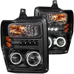 Headlight Set Projector w/Halo Clear Lens Black Housing Pair CCFL Does Not Fit Models With Sealed Beam Headlights Ford F-250 Super Duty/F-350/F-450 Super Duty 2008-2010 ANZO USA