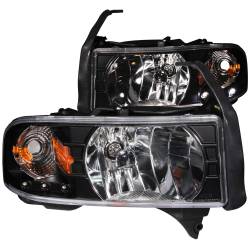 ANZO USA - Headlight Set Crystal Clear Lens Black Housing Pair w/1 Pc. LED Does Not Fit Ram Models With Sport Package Dodge Ram 1500 1994-2001, Dodge Ram 2500/3500 1994-2002 ANZO USA - Image 1