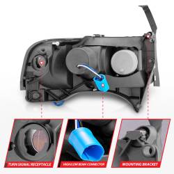 ANZO USA - Headlight Set Crystal Clear Lens Black Housing Pair w/1 Pc. LED Does Not Fit Ram Models With Sport Package Dodge Ram 1500 1994-2001, Dodge Ram 2500/3500 1994-2002 ANZO USA - Image 8