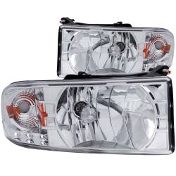 ANZO USA - Headlight Set Crystal Clear Lens Chrome Housing Pair w/1 Pc. LED Does Not Fit Ram Models With Sport Package Dodge Ram 1500 1994-2001, Dodge Ram 2500/3500 1994-2002 ANZO USA - Image 1