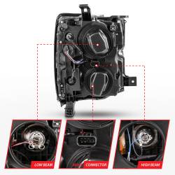ANZO USA - Projector Headlights W/ Plank Style Design Chrome W/ Amber Chevrolet Silverado 2500 HD/3500 HD 2015-2019 ANZO USA - Image 5