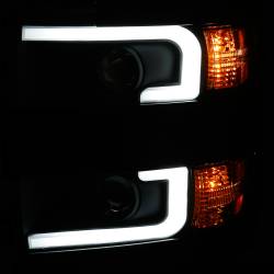 ANZO USA - Headlight Set Projector Clear Lens Plank Style Switchback Black Housing W/Amber Black Trim Pair Chevrolet Silverado 2500 HD/3500 HD 2015-2019 ANZO USA - Image 3