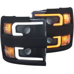 ANZO USA - Headlight Set Projector Clear Lens Plank Style Switchback Black Housing W/Amber Black Trim Pair Chevrolet Silverado 2500 HD/3500 HD 2015-2019 ANZO USA - Image 6