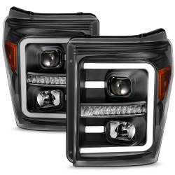 ANZO USA - Projector Headlights W/ Plank Style Switchback Black W/ Amber Ford F-250 Super Duty/F-350/F-450 Super Duty 2011-2016 ANZO USA - Image 1