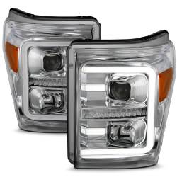 ANZO USA - Projector Headlights W/ Plank Style Switchback Chrome W/ Amber Ford F-250 Super Duty/F-350/F-450 Super Duty 2011-2016 ANZO USA - Image 1