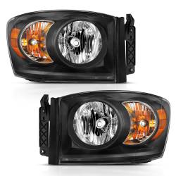 ANZO USA - Crystal Headlight Black Amber Dodge Ram 1500/2500/3500 2006-2008 ANZO USA - Image 1