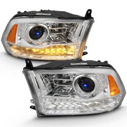 ANZO USA - Projector Headlights W/ Halo Projector Plank Style Switchback H.l Halo Chrome Amber (Oe Style)Ram 1500/2500/3500 2011-2018 ANZO USA - Image 1