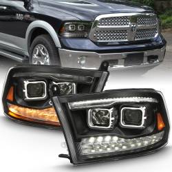 Projector Headlights Black Housing W/SwitchbackRam 1500/2500/3500 2011-2018 ANZO USA