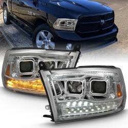 Projector Headlights Chrome Housing W/SwitchbackRam 1500/2500/3500 2011-2018 ANZO USA