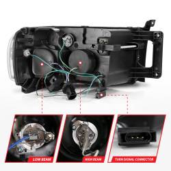 ANZO USA - Projector Headlights Black Housing W/ Halo Clear Lens Pair Dodge Ram 1500 2002-2005, 2500/3500 2003-2005 ANZO USA - Image 5