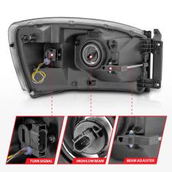 ANZO USA - Crystal Headlight Set W/ Light Bar Style Switchback Chrome Housing Clear Lens Pair Dodge Ram 1500/2500/3500 2006-2008 ANZO USA - Image 5