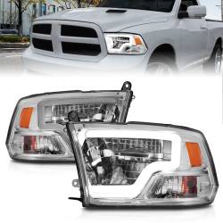 ANZO USA - LED Projector Headlights W/ Light Bar Style Chrome Housing Clear Lens PairRam 1500/2500/3500 2011-2018 ANZO USA - Image 1