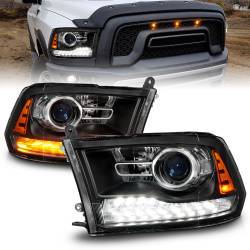 ANZO USA - Projector Headlights Plank Style Switchback+sequential Matte Black Housing Clear Lens PairRam 1500/2500/3500 2011-2018 ANZO USA - Image 1