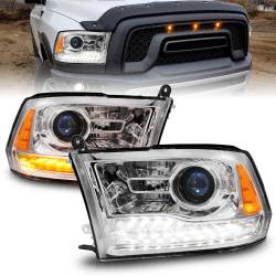 ANZO USA - Projector Headlights Plank Style Switchback+sequential Chrome Housing Clear Lens PairRam 1500/2500/3500 2011-2018 ANZO USA - Image 1