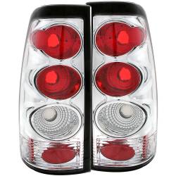 ANZO USA - Tail Light Set Clear Lens Chrome Housing Pair Does Not Fit 3500 Series Or Stepside Models Chevrolet Silverado 1500/2500 1999-2002, 1500 HD/2500 HD/3500 2001-2002, GMC Sierra 1500 1999-2007, 1500 HD/2500 HD 2001-2007, 2500 1999-2004 ANZO USA - Image 1