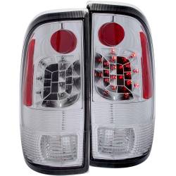 Tail Light Set LED Clear Lens Chrome Housing Pair Ford F-150 1997-2003, Ford F-150 Heritage 2004, Ford F-250 1997-1999, Ford F-250/F-350 Super Duty 1999-2007 ANZO USA