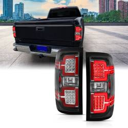 ANZO USA - Tail Light Led Taillights Black W/ Sequential Chevrolet Silverado 1500/2500 2014-2018, 2500 HD/3500 HD 2014-2019, 3500 2015-2018, GMC Sierra 3500 HD 2015-2019 ANZO USA - Image 1