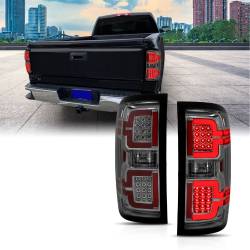 ANZO USA - Tail Light Led Taillights Smoke W/ Sequential Chevrolet Silverado 1500/2500 2014-2018, 2500 HD/3500 HD 2014-2019, 3500 2015-2018, GMC Sierra 3500 HD 2015-2019 ANZO USA - Image 1