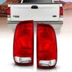Tail Light Set Chrome Housing Red/Clear Lens Pair Ford F-150 1997-2003, Ford F-250/F-350/F-450/F-550 Super Duty 1999-2007 ANZO USA