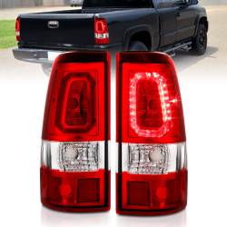 Tail Light Set LED Chrome Housing Red Lens Pair Chevrolet Silverado 1500/1500 HD/2500 HD/3500 2003-2007, 2500 2003-2006 ANZO USA