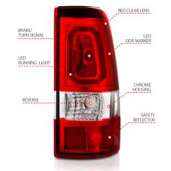 ANZO USA - Tail Light Set LED Chrome Housing Red Lens Pair Chevrolet Silverado 1500/1500 HD/2500 HD/3500 2003-2007, 2500 2003-2006 ANZO USA - Image 4