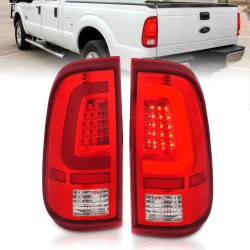 Tail Light Set LED Chrome Housing Red/Clear Lens Pair Ford F-250 Super Duty/F-350/F-450/F-550 Super Duty 2008-2016 ANZO USA