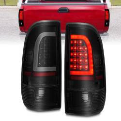 Tail Light Set LED W/ Light Bar Style Black Housing Smoke Lens Pair Ford F-150 1997-2003, Ford F-250/F-350/F-450 Super Duty 1999-2007 ANZO USA
