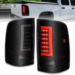 Tail Light Set LED W/ Light Bar Style Black Housing Smoke Lens Pair GMC Sierra 1500/2500 HD/3500 HD 2007-2014, 1500 HD/3500 2007 ANZO USA