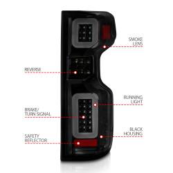 ANZO USA - Tail Light Set LED W/ Light Bar Style Sequential Black Housing Smoke Lens Pair Chevrolet Silverado 1500/2500 HD/3500 HD 2019-2023, 1500 LTD 2022 ANZO USA - Image 4