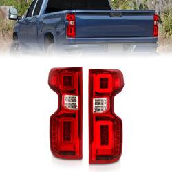 ANZO USA - Tail Light Set LED W/ Light Bar Style Sequential Chrome Housing Red/Clear Lens Pair Chevrolet Silverado 1500/2500 HD/3500 HD 2019-2023, 1500 LTD 2022 ANZO USA - Image 1