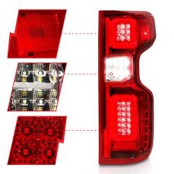 ANZO USA - Tail Light Set W/ Light Bar Style Sequential Chrome Housing Red/Clear Lens Pair LED Chevrolet Silverado 1500/2500 HD/3500 HD 2019-2023, 1500 LTD 2022 ANZO USA - Image 3