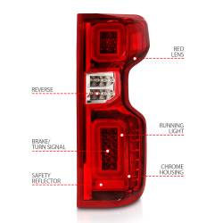 ANZO USA - Tail Light Set W/ Light Bar Style Sequential Chrome Housing Red/Clear Lens Pair LED Chevrolet Silverado 1500/2500 HD/3500 HD 2019-2023, 1500 LTD 2022 ANZO USA - Image 4