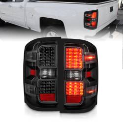 ANZO USA - Tail Light Set LED Black Housing Clear Lens Pair Will Not Work On Factory LED Tail Light For Gmc Sierra Dually Models Chevrolet Silverado 1500 2014-2018, 2500 HD/3500 HD 2015-2019, GMC Sierra 3500 HD 2015-2019 ANZO USA - Image 1