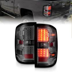 ANZO USA - Tail Light Set LED Chrome Housing Smoke Lens Pair Chevrolet Silverado 1500 2014-2018, 2500/3500 2015-2018, 2500 HD/3500 HD 2015-2019, GMC Sierra 3500 HD 2015-2019 ANZO USA - Image 1