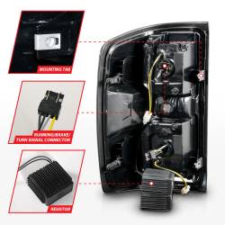 ANZO USA - Tail Light Set LED W/ Light Bar Style Sequential Black Housing Clear Lens Pair Chevrolet Silverado 1500 2014-2018, 2500 HD/3500 HD 2015-2019, GMC Sierra 3500 HD 2015-2019 ANZO USA - Image 5