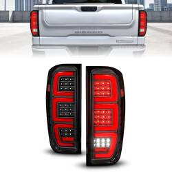 ANZO USA - Tail Light Set Full LED Tube Sequential Signal Black Housing Clear Lens Pair GMC Sierra 1500 2019-2024, 2500 HD/3500 HD 2020-2025 ANZO USA - Image 1
